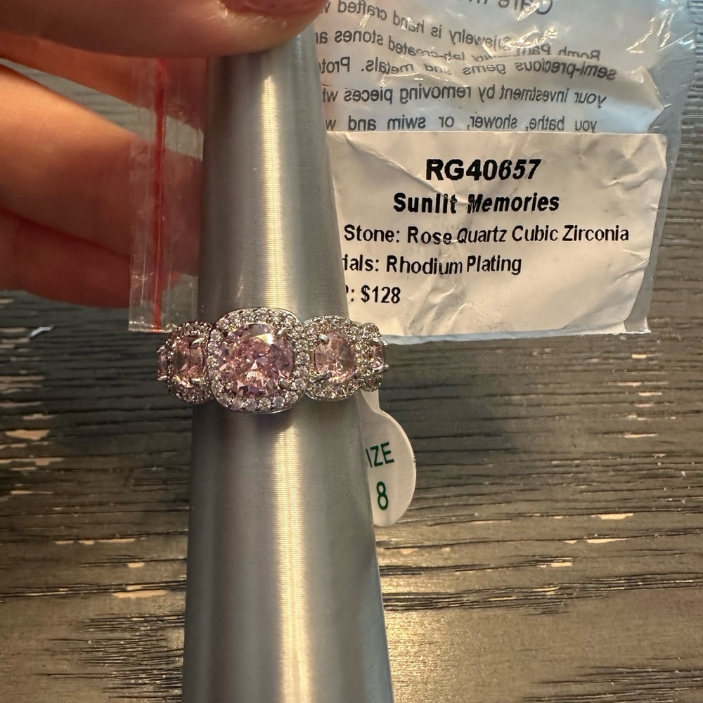 Elegant Pink and Silver Solitaire Ring